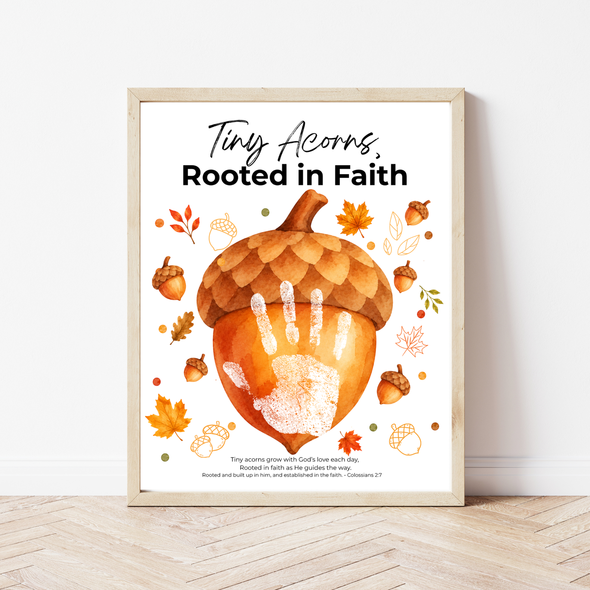Christian Fall Acorn Handprint Craft for Kids | Tiny Acorns Rooted in Faith Bible Activity
