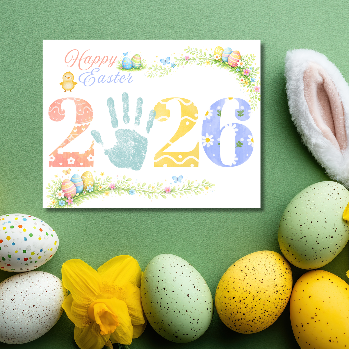 Easter 2026 Handprint Craft Printable | Happy Easter Keepsake | Kids Easter Art PDF
