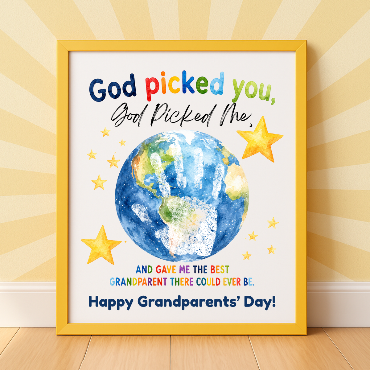God Picked You, God Picked Me Grandparents Day Handprint Craft Printable | Christian Grandparent Gift | Faith-Based Keepsake PDF