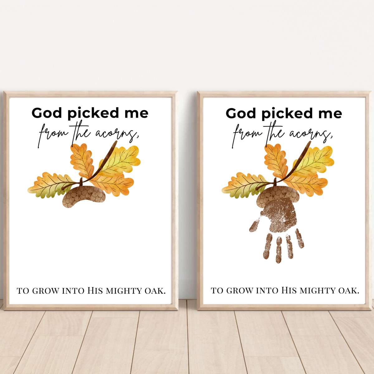 God Picked Me from the Acorns Handprint Craft Printable, Christian Fall Handprint Keepsake, Baby's First Fall, Preschool Autumn Activity