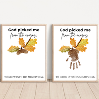 God Picked Me from the Acorns Handprint Craft Printable, Christian Fall Handprint Keepsake, Baby's First Fall, Preschool Autumn Activity