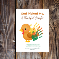 God Picked Me, A Thankful Creation Handprint Craft Printable | Christian Thanksgiving Activity | Preschool Turkey Keepsake