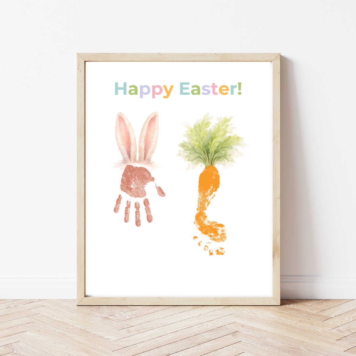 Happy Easter Bunny & Carrot Handprint Keepsake Printable | Easter Memory Art | Spring Kids Activity PDF