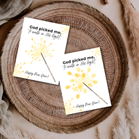 God Picked Me to Walk in His Light New Year Handprint Craft | Christian Sparkler Printable | New Year's Eve Fingerprint Activity | Preschool Christian Keepsake