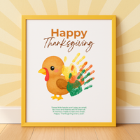 Happy Thanksgiving Turkey Handprint Craft Printable | Thanksgiving Handprint Keepsake | Preschool Fall Activity PDF