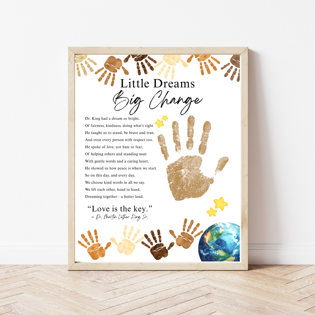 Martin Luther King Jr. Handprint Craft for Kids | MLK Day Little Dreams Big Change Printable Activity
