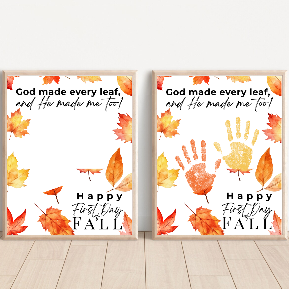 Christian First Day of Fall Handprint Craft Printable, Baby's First Fall Keepsake, God Made Every Leaf, Preschool Autumn Activity, Thanksgiving Craft