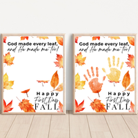 Christian First Day of Fall Handprint Craft Printable, Baby's First Fall Keepsake, God Made Every Leaf, Preschool Autumn Activity, Thanksgiving Craft