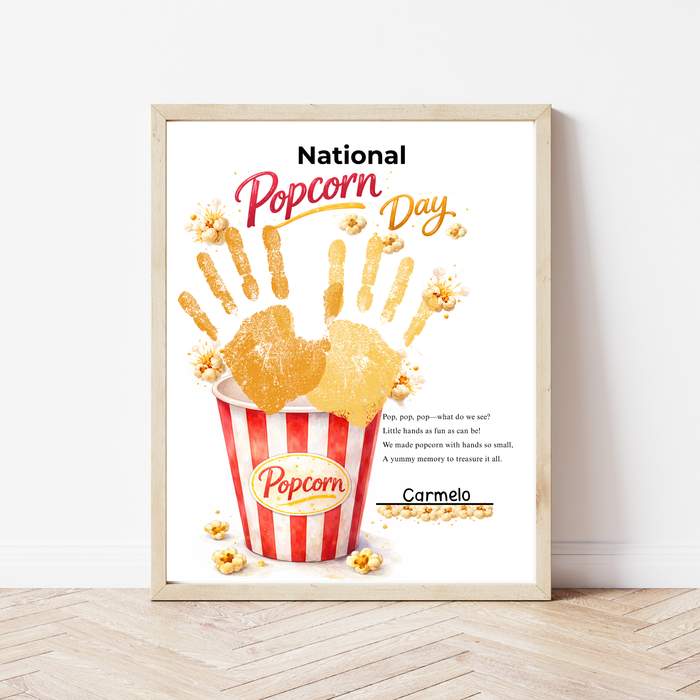 National Popcorn Day Handprint Craft for Kids | Preschool Fine Motor Printable Activity