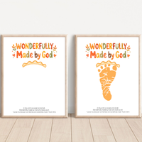 Christian Pie Footprint Craft Printable, Wonderfully Made by God Keepsake, Baby Footprint Art, Fall Thanksgiving Activity, Psalm 139:14 PDF
