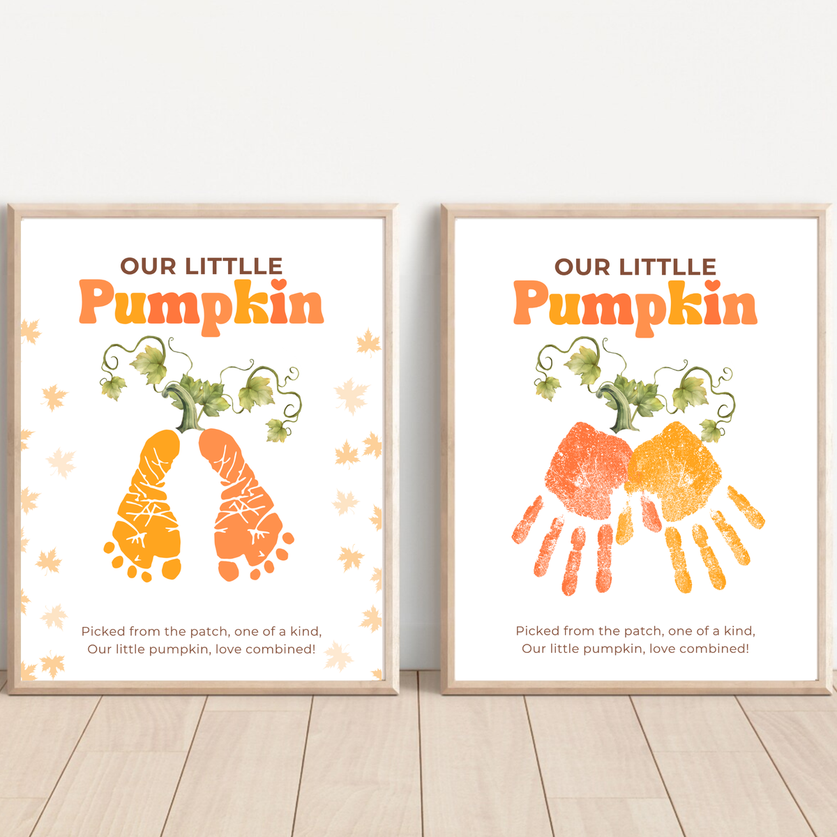 Pumpkin Handprint & Footprint Craft Printable | Our Little Pumpkin Keepsake | Fall Baby Handprint Craft | Preschool Autumn Activity | Digital Download