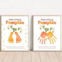Pumpkin Handprint & Footprint Craft Printable | Our Little Pumpkin Keepsake | Fall Baby Handprint Craft | Preschool Autumn Activity | Digital Download