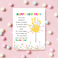Happy New Year Sparkler Poem Handprint & Fingerprint Craft | New Year's Printable | Preschool New Year Keepsake | Kindergarten 2027 Activity