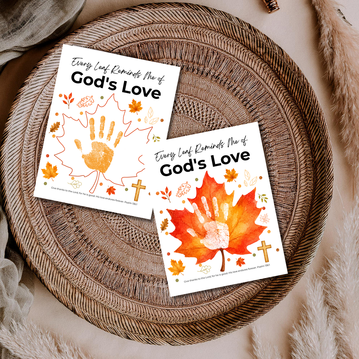Every Leaf Reminds Me of God's Love Handprint Craft | Christian Fall Handprint Printable | Autumn Bible Keepsake | Preschool Thanksgiving Faith Activity