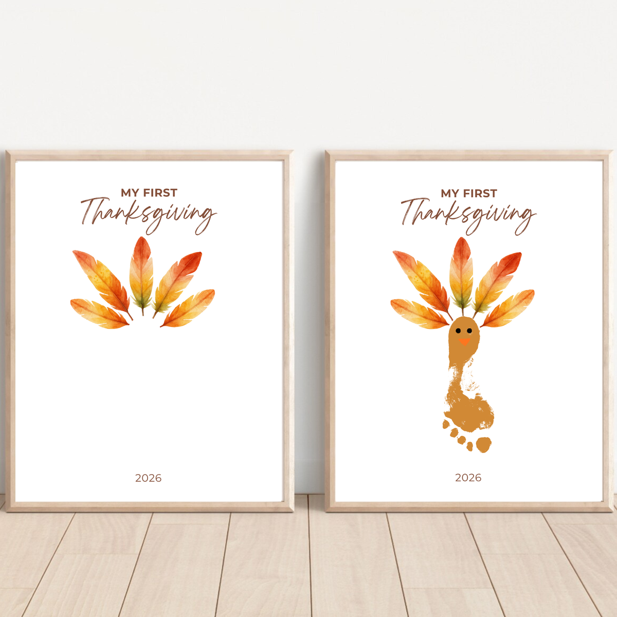 My First Thanksgiving Footprint Craft Printable | Baby Turkey Footprint Keepsake | Thanksgiving Baby Craft | Infant Toddler Thanksgiving Memory
