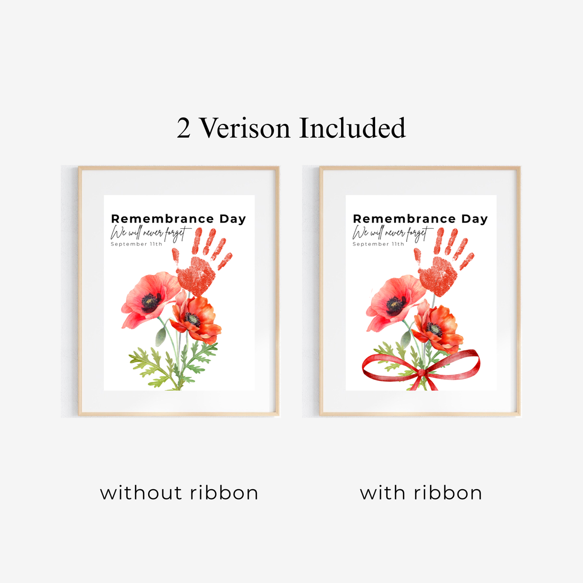 Remembrance Day Handprint Craft for Kids | September 11 Poppy Printable Keepsake | We Will Never Forget