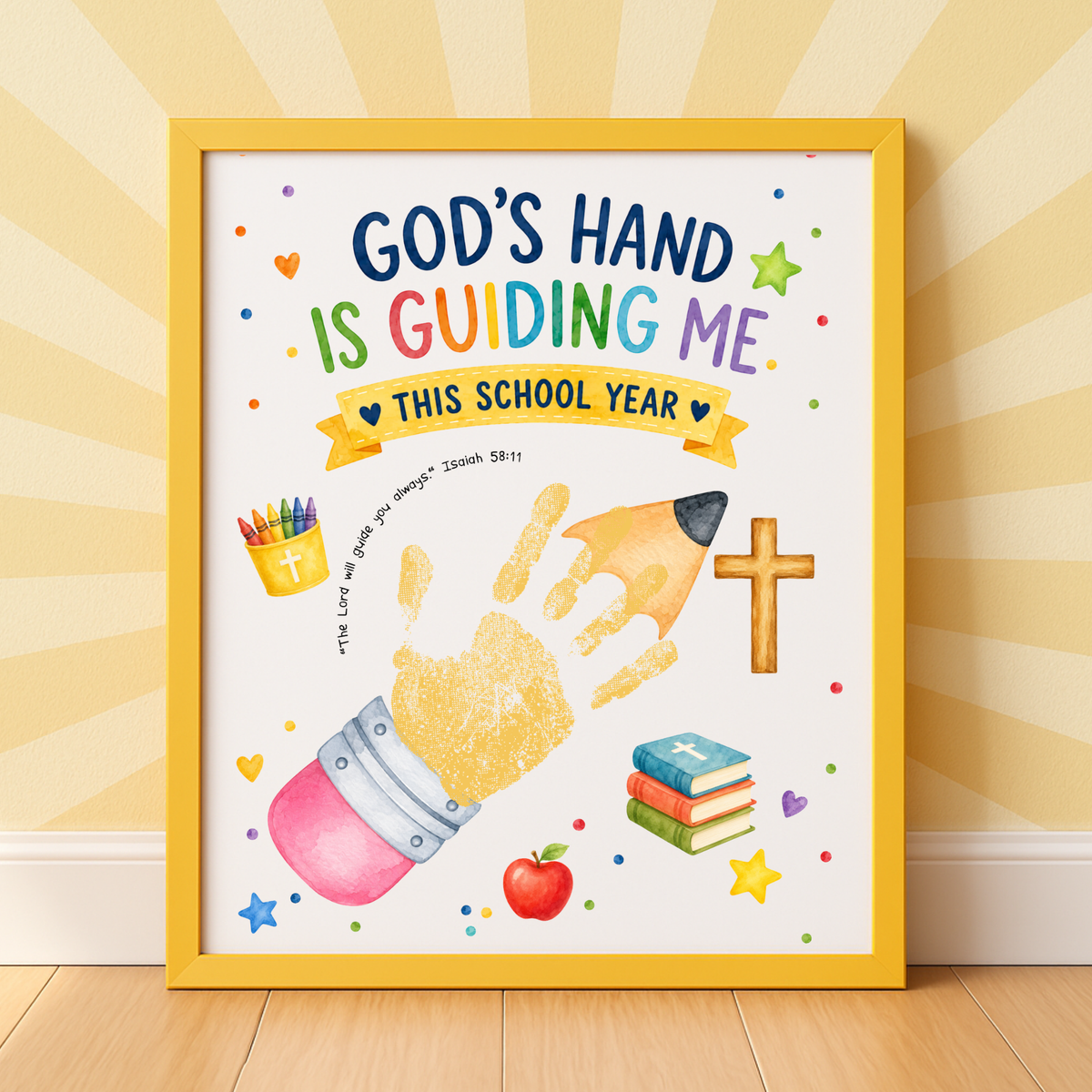 God's Hand Is Guiding Me This School Year Handprint Craft Printable | Christian First Day of School Keepsake