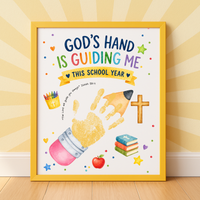 God's Hand Is Guiding Me This School Year Handprint Craft Printable | Christian First Day of School Keepsake