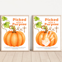 Picked with a Purpose Pumpkin Handprint Craft Printable, Christian Pumpkin Keepsake, Baby's First Fall, Faith-Based Autumn Activity