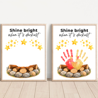 Campfire Handprint Craft Printable | Shine Bright When It's Darkest | Fall Campfire Keepsake | Halloween Thanksgiving Preschool Activity