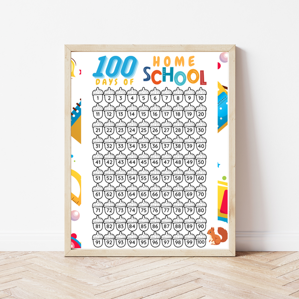 100 Days of School Printable Activities | 100 Chart & Color by Number Classroom Worksheets for Kids
