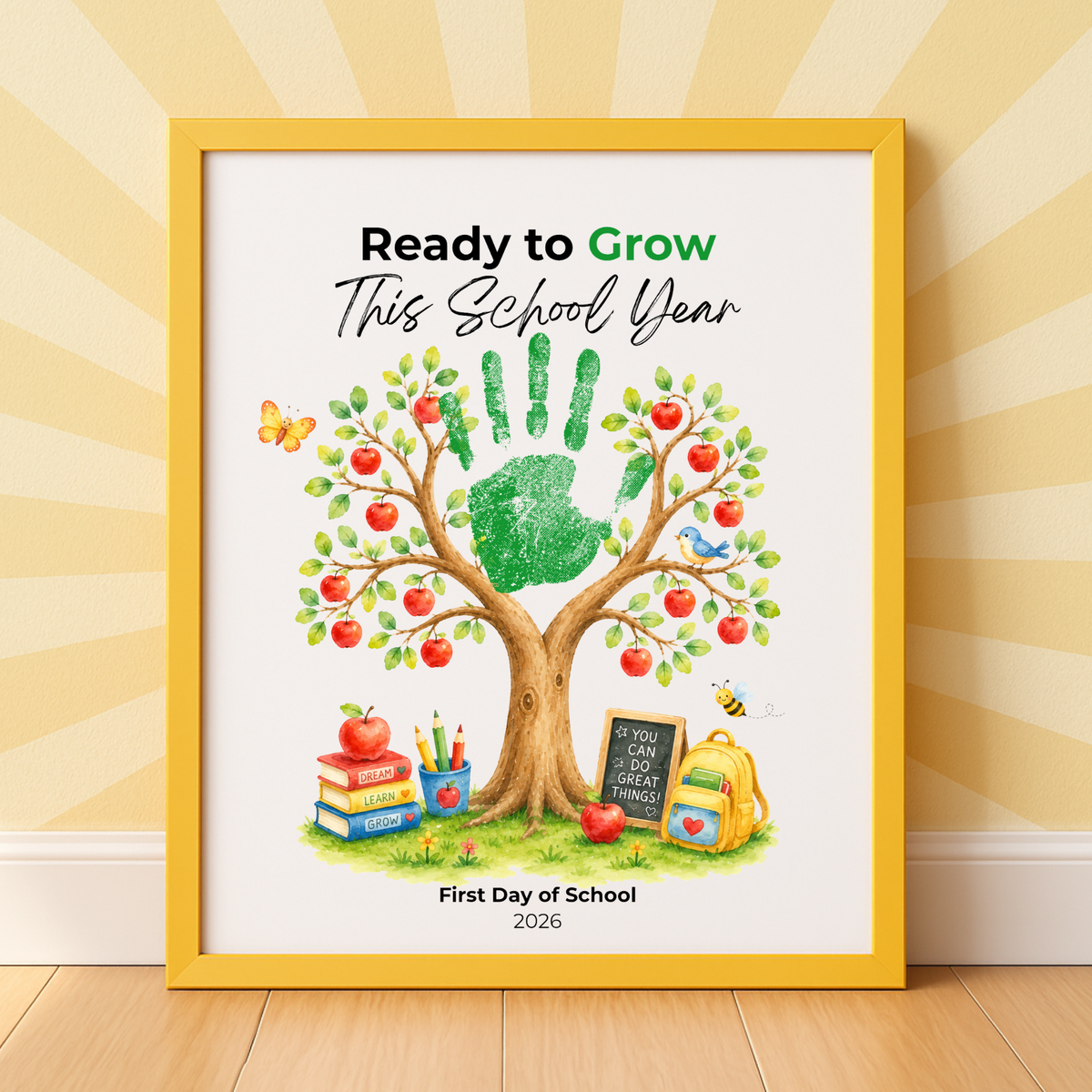 Ready to Grow This School Year Handprint Craft Printable, First Day of School Keepsake, Apple Tree Handprint Activity, Preschool Kindergarten PDF