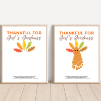 Christian Thanksgiving Footprint Craft Printable, Thankful for God's Goodness, Turkey Footprint Keepsake, Sunday School Thanksgiving Activity PDF