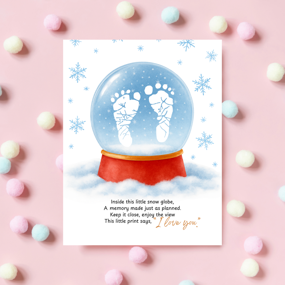 Snow Globe Handprint & Footprint Craft | Winter Keepsake Printable | Preschool Handprint Activity | Baby Footprint Memory Craft