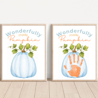 Blue Pumpkin Handprint Craft Printable | Wonderfully Made Pumpkin Keepsake | Fall Handprint Activity for Kids | Preschool Autumn Craft | Digital Download