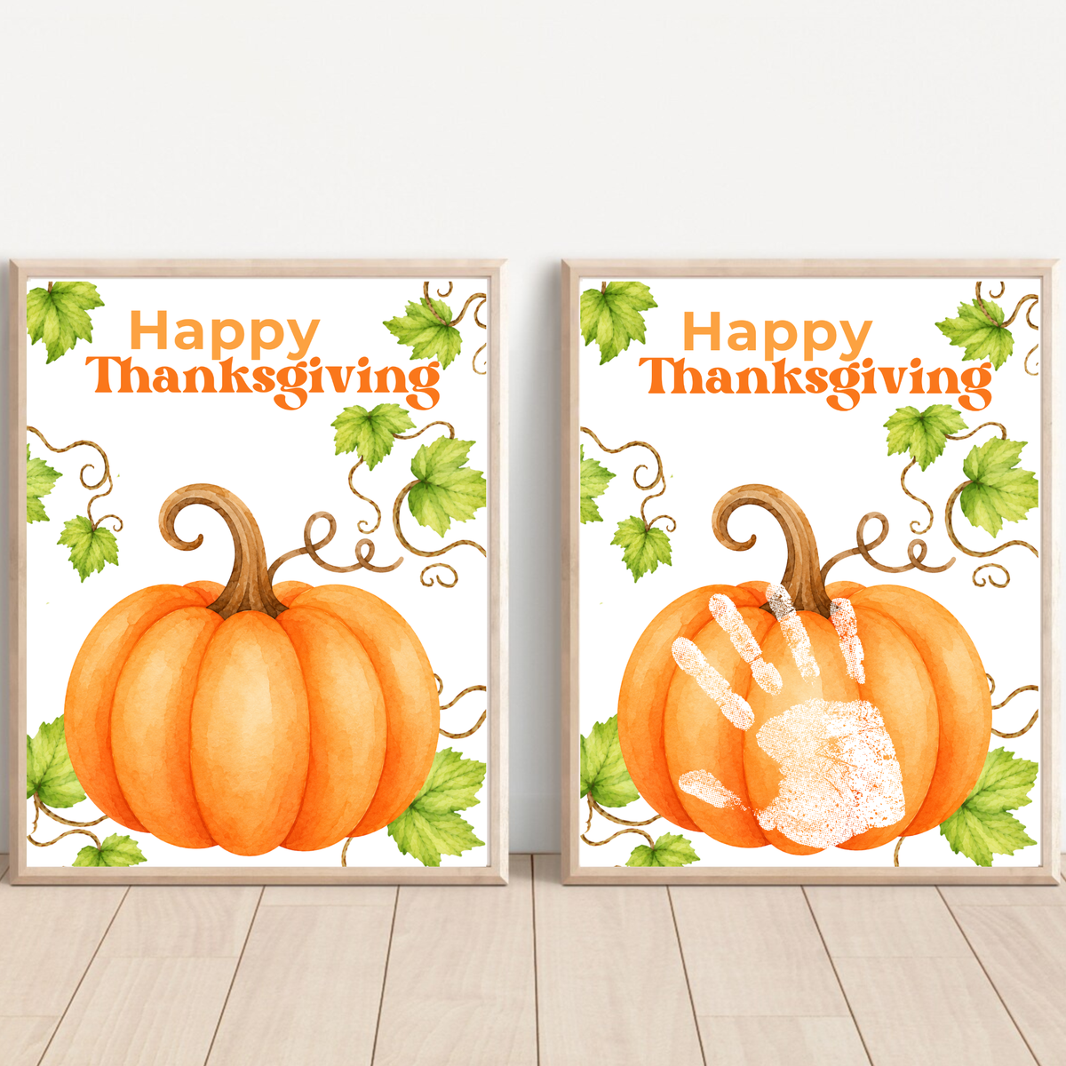 Happy Thanksgiving Pumpkin Handprint Craft Printable, Baby's First Thanksgiving Keepsake, Thanksgiving Handprint Activity, Preschool Fall Craft, Pumpkin Printable