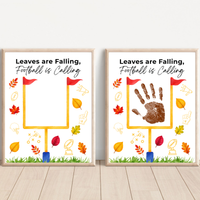 Football Handprint Craft Printable | Leaves Are Falling Football Is Calling | Fall Football Keepsake Activity for Kids | Preschool Printable