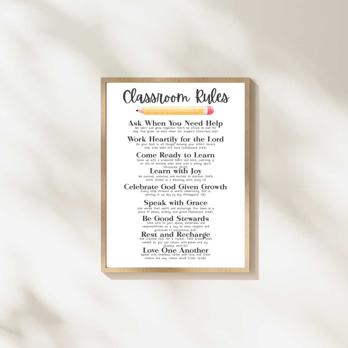 Christian Classroom Rules Printable Poster Set | Bible Classroom Decor | Christian School Rules | Sunday School Wall Art | Homeschool Classroom Poster