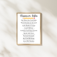 Christian Classroom Rules Printable Poster Set | Bible Classroom Decor | Christian School Rules | Sunday School Wall Art | Homeschool Classroom Poster
