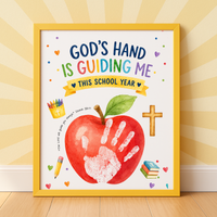 God's Hand Is Guiding Me This School Year Handprint Craft Printable | Christian First Day of School Keepsake