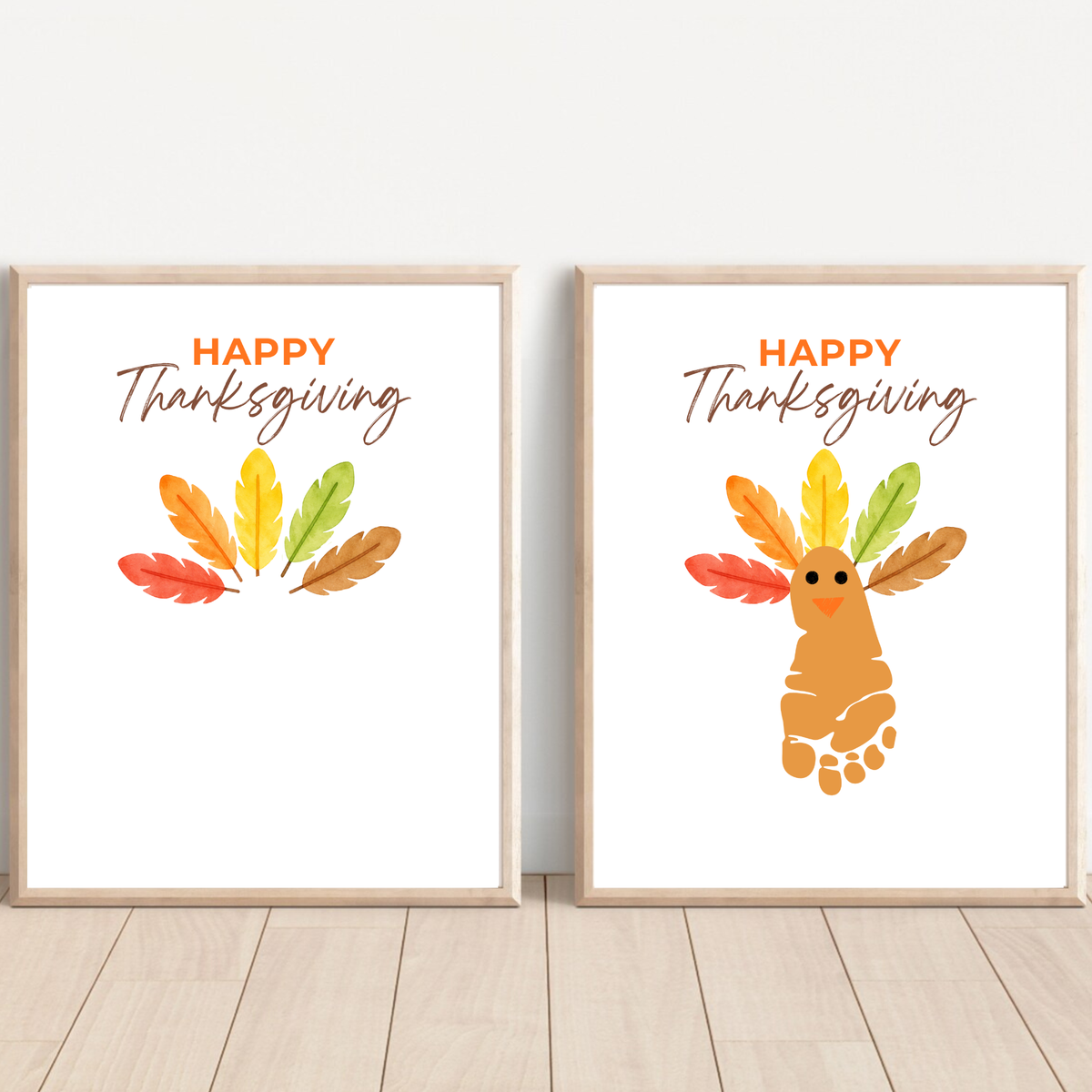 Happy Thanksgiving Footprint Craft Printable, Turkey Footprint Keepsake, Fall Thanksgiving Activity for Kids, Preschool Classroom Craft PDF