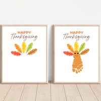 Happy Thanksgiving Footprint Craft Printable, Turkey Footprint Keepsake, Fall Thanksgiving Activity for Kids, Preschool Classroom Craft PDF