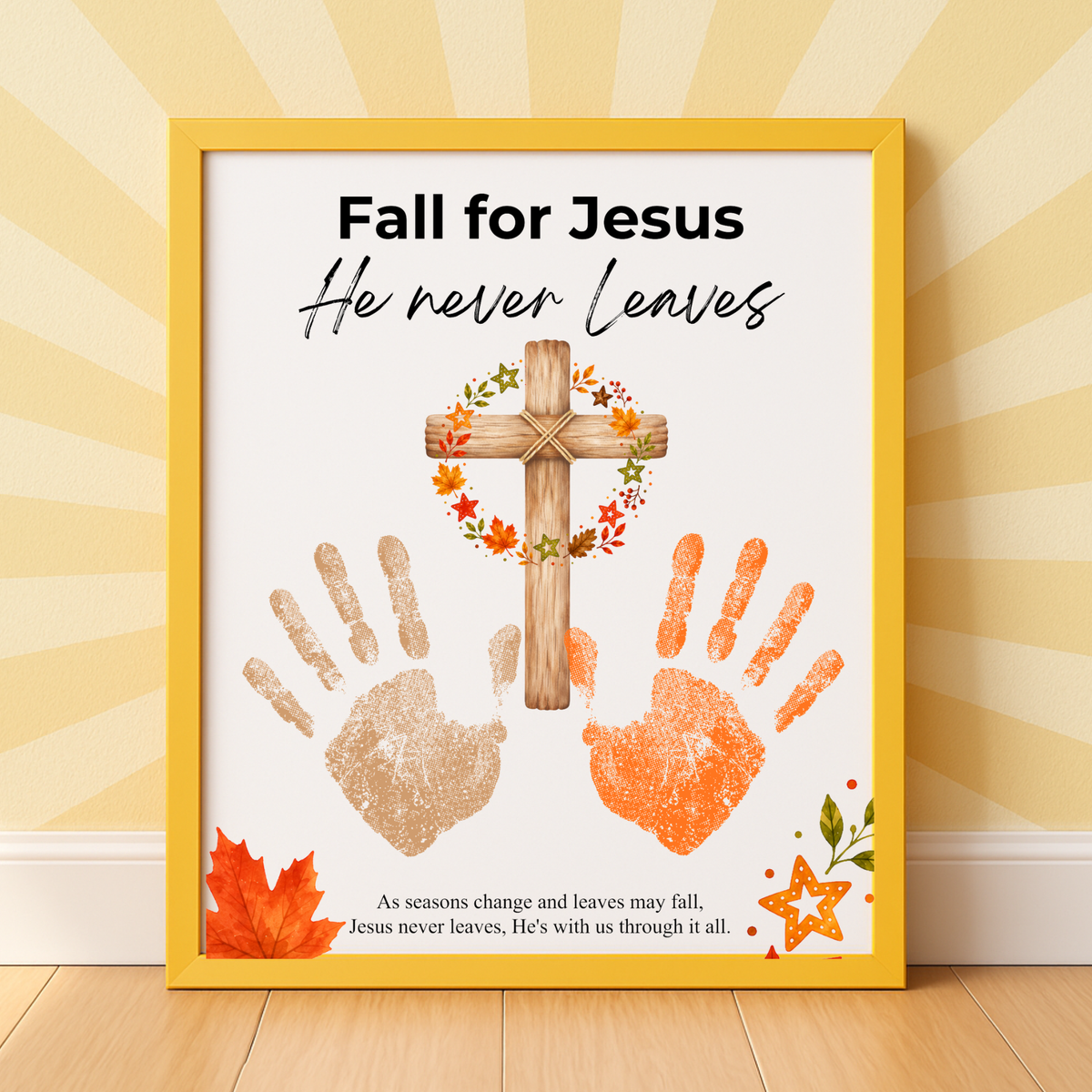 Fall for Jesus Cross Handprint Craft | Christian Fall Printable | Autumn Keepsake for Kids
