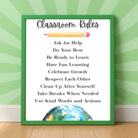 Classroom Rules Printable Poster Set | Preschool Classroom Decor | Classroom Rules Wall Art | Teacher Classroom Poster | Homeschool Classroom Decor