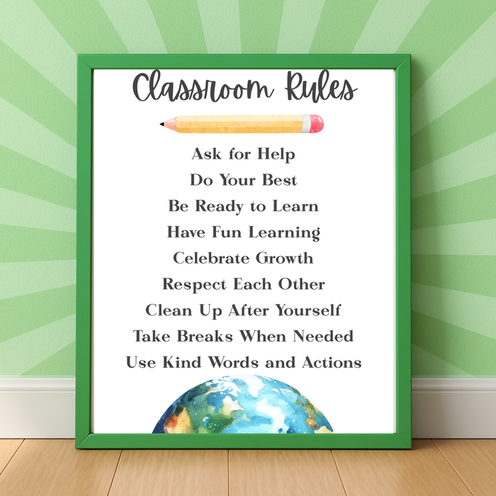 Classroom Rules Printable Poster Set | Preschool Classroom Decor | Classroom Rules Wall Art | Teacher Classroom Poster | Homeschool Classroom Decor