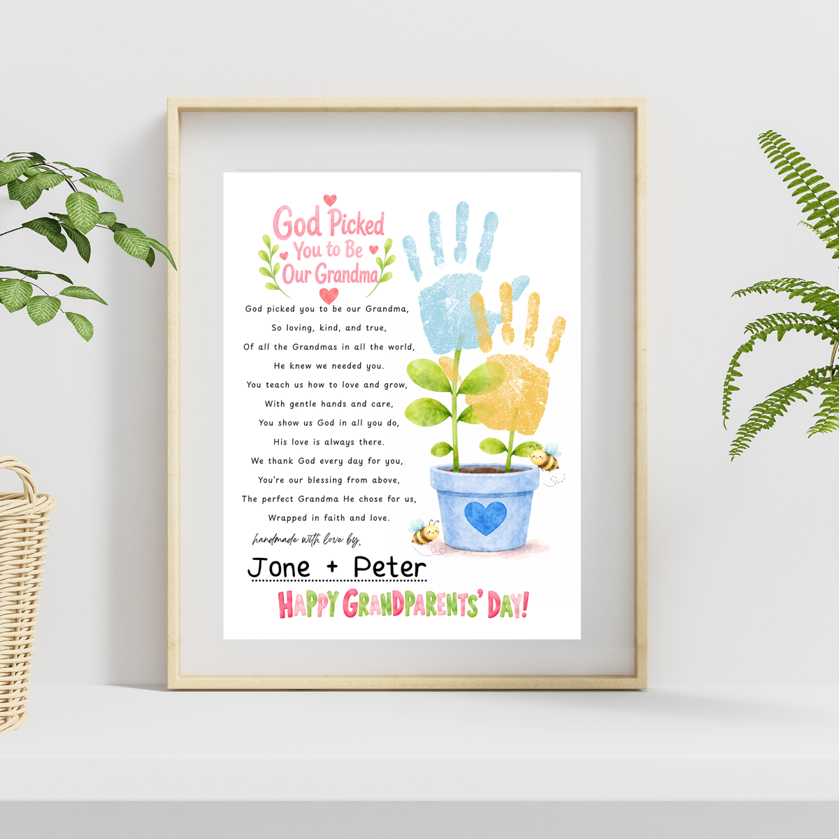Grandma Grandparents Day Handprint Craft for Kids | God Picked You to Be My Grandma Christian Keepsake
