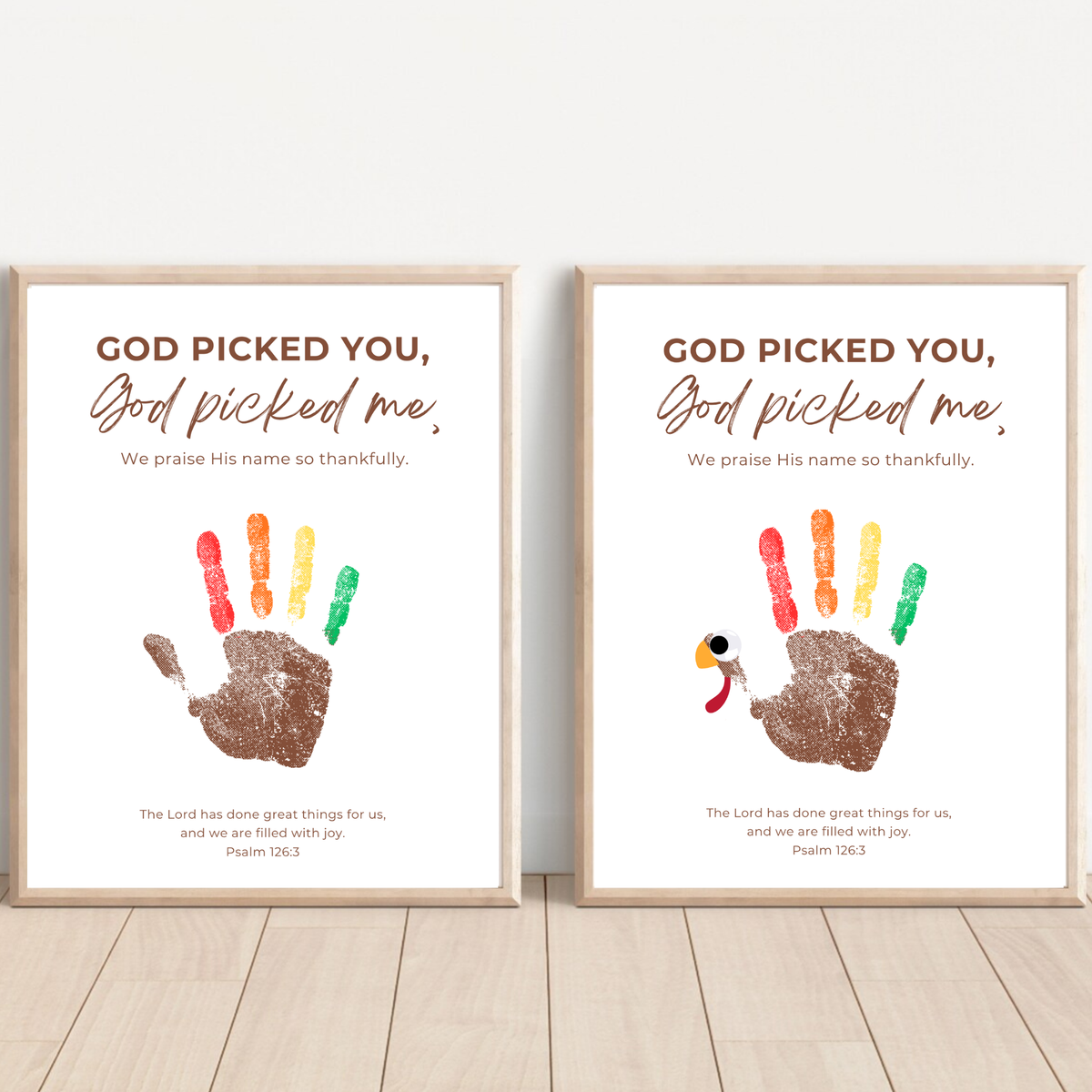 Christian Thanksgiving Turkey Handprint Craft Printable | God Picked You God Picked Me | Thanksgiving Bible Craft for Kids | Sunday School Activity