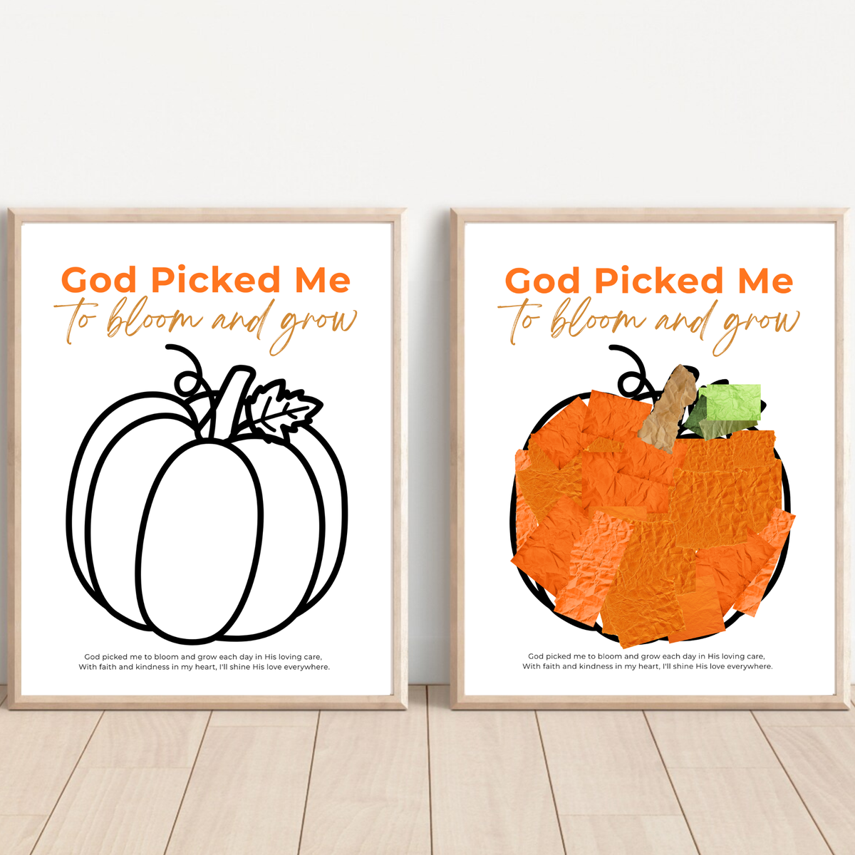 God Picked Me to Bloom and Grow Pumpkin Craft Printable, Christian Pumpkin Coloring Page, Fall Fine Motor Activity, Preschool Harvest Craft