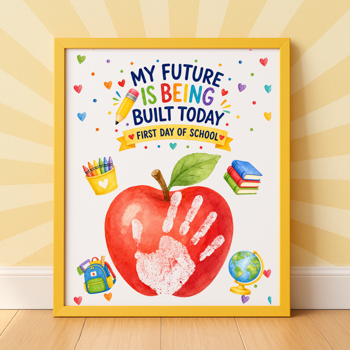 My Future Is Being Built Today Handprint Craft Printable | First Day of School Apple Keepsake | Preschool & Kindergarten PDF