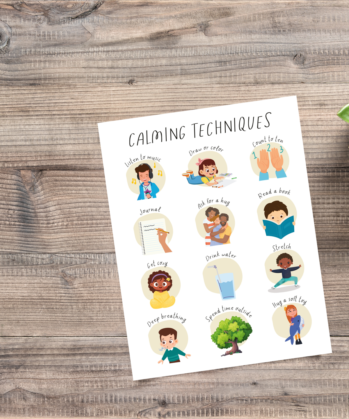 Calming Techniques Poster | Emotional Regulation Chart for Kids | Educational Classroom & Home Wall Art