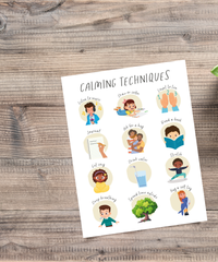 Calming Techniques Poster | Emotional Regulation Chart for Kids | Educational Classroom & Home Wall Art