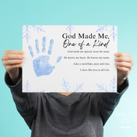 Winter Faith-Based Handprint Craft Printable | “God Made Me One of a Kind” Snowflake Keepsake | Christian Winter Art PDF