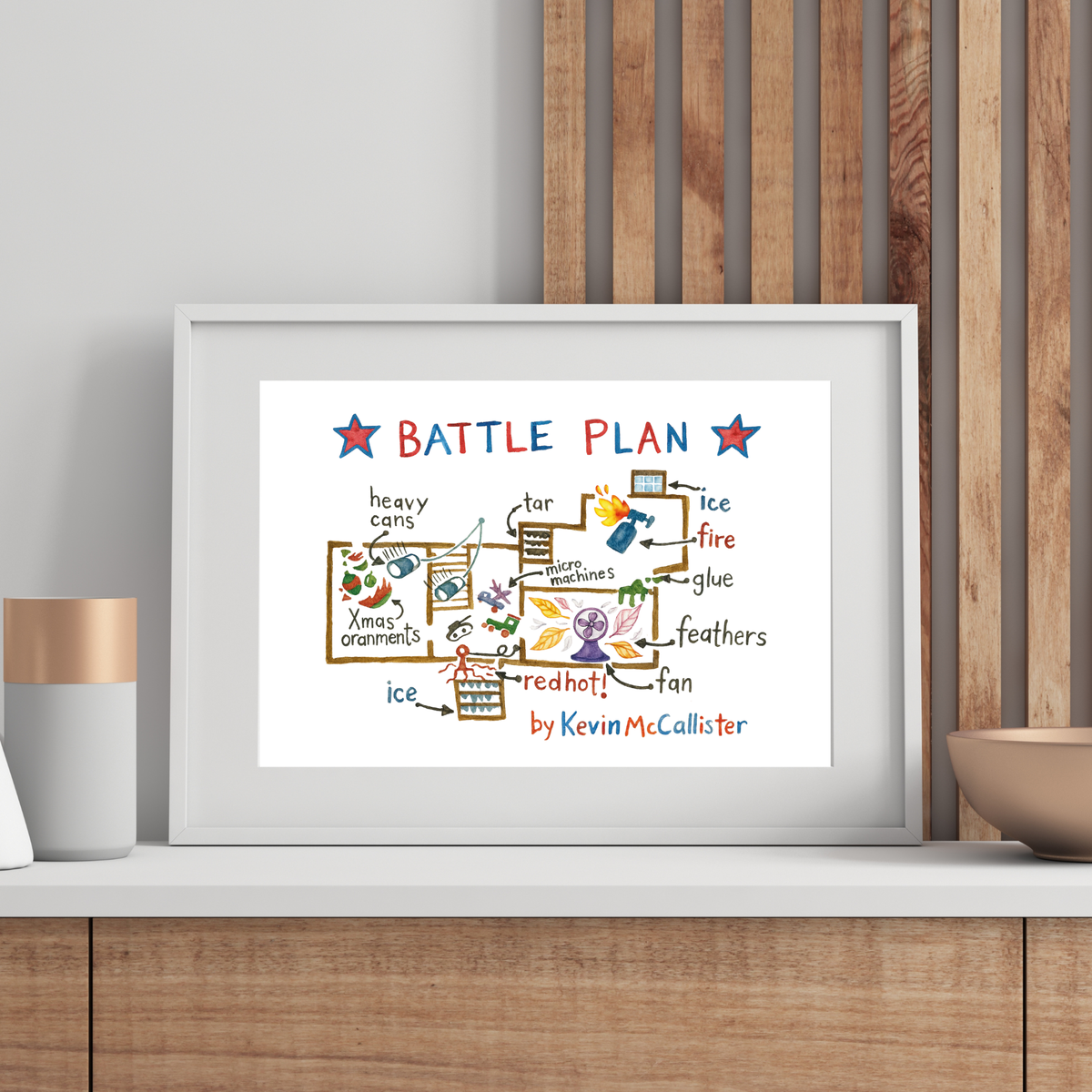 Battle Plan Kids Printable Wall Art | Funny Holiday Trap Blueprint Poster | Movie Night Decor | Playroom Art Print | Multiple Sizes Included