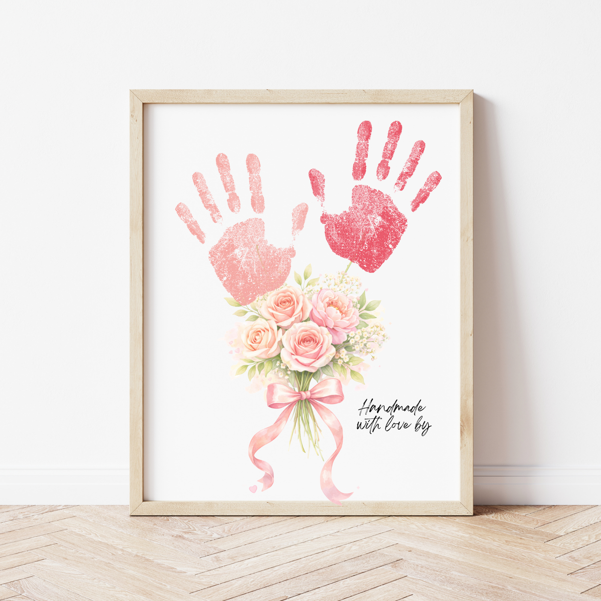 Floral Handprint Printable Gift for Her | Mother’s Day, Grandma, Teacher Appreciation, Birthday Keepsake | Handmade with Love Art