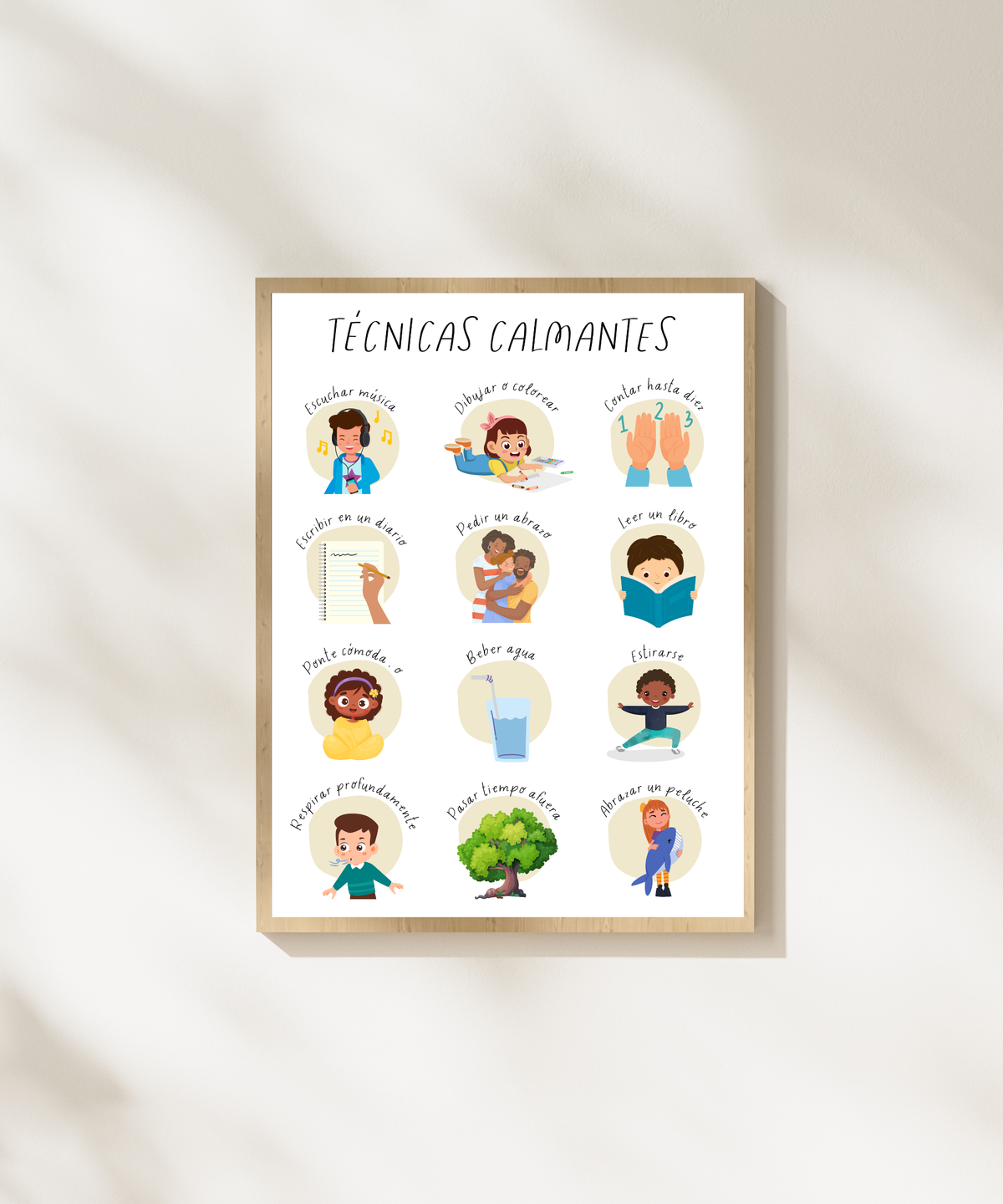 Spanish Calming Techniques Poster | Emotional Regulation Chart for Kids | Educational Classroom & Home Wall Art