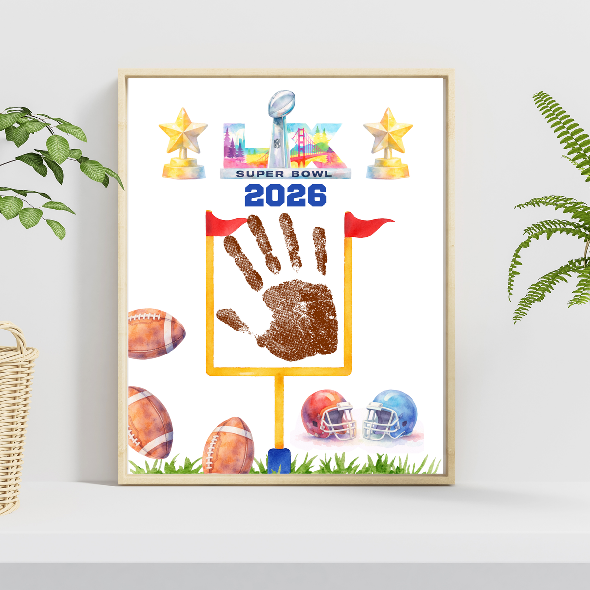 Football Championship 2026 Handprint Craft Printable for Kids | Big Game Keepsake Art | Sports-Themed PDF